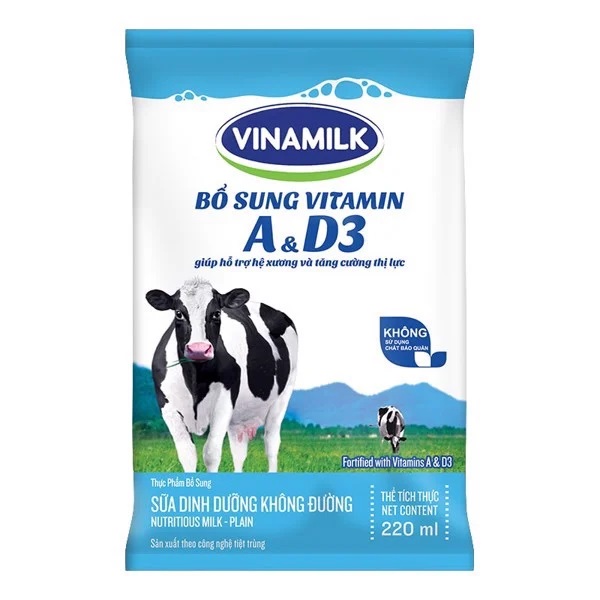 SỮA VINAMILK BỊCH 220ML KHÔNG ĐƯỜNG