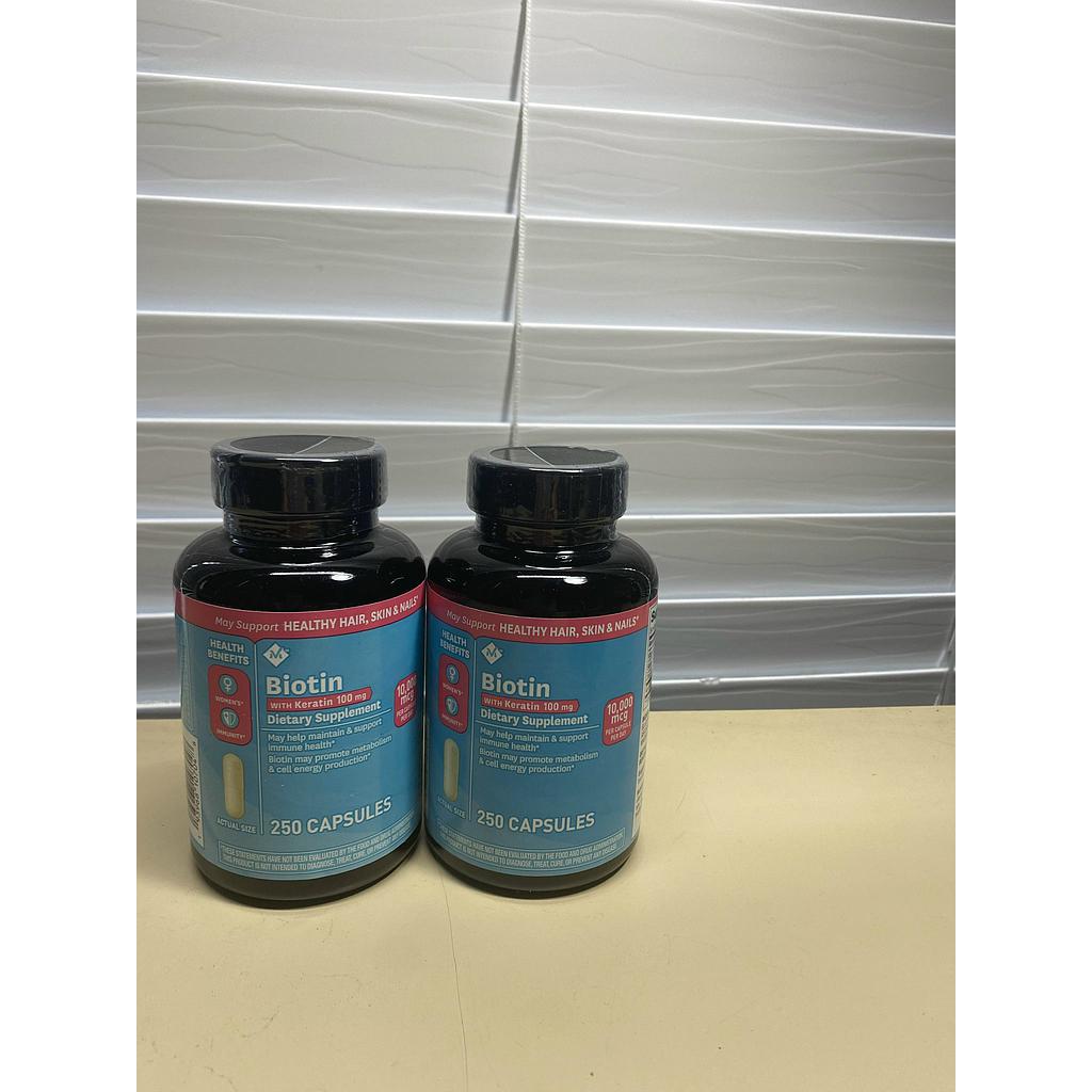 VIÊN UỐNG HỔ TRỢ MỌC TÓC MEMBER'S MARK BIOTIN 10,000MCG WITH KERATIN 100MG